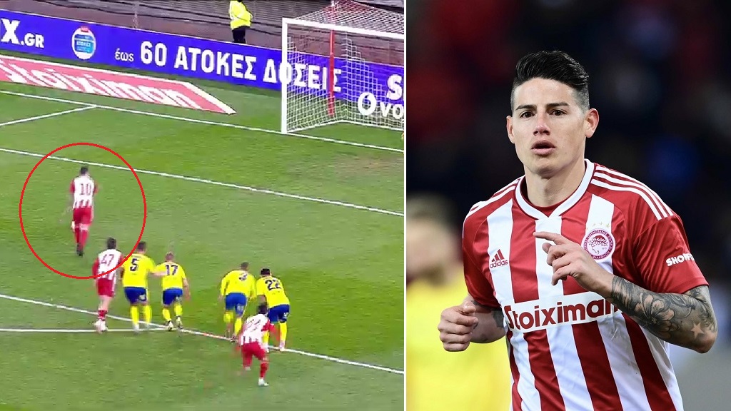 Doblete y Asistencia de James Rodríguez con el Olympiacos Doblete y Asistencia de James Rodríguez con el Olympiacos